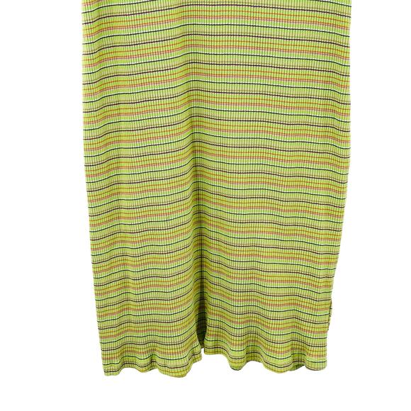 Wild Fable Tank Dress 1/4 Zipper Green Striped Bodycon Pullover Stretch sz Large - Picture 5 of 8